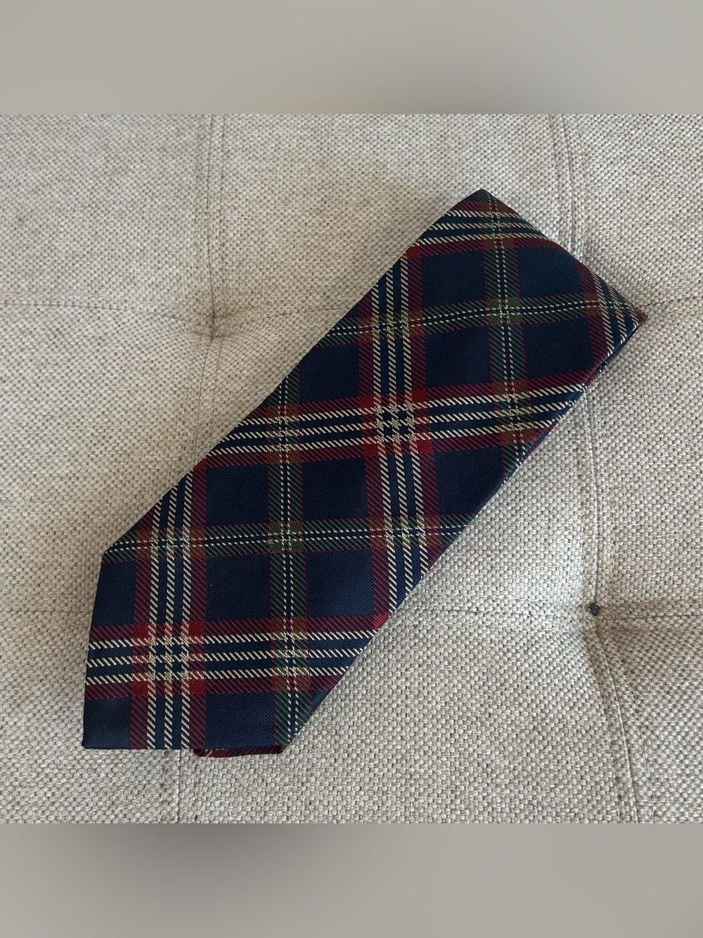 Brooks Brothers Silk Tie USA Navy Red Green Plaid Nova Necktie Woven In England